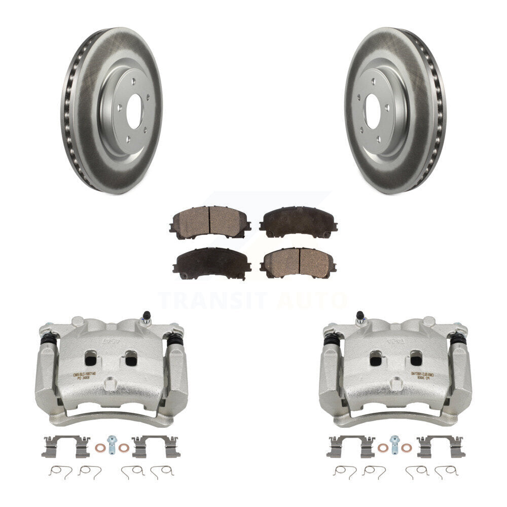 Front Disc Brake Caliper Coated Rotors And Semi-Metallic Pads Kit For Nissan Rogue KCG-100512P