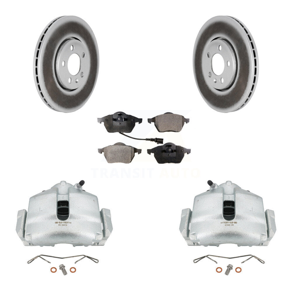 Front Disc Brake Caliper Coated Rotor And Ceramic Pad Kit For 2006 Volkswagen Jetta 2.0L KCG-100512T