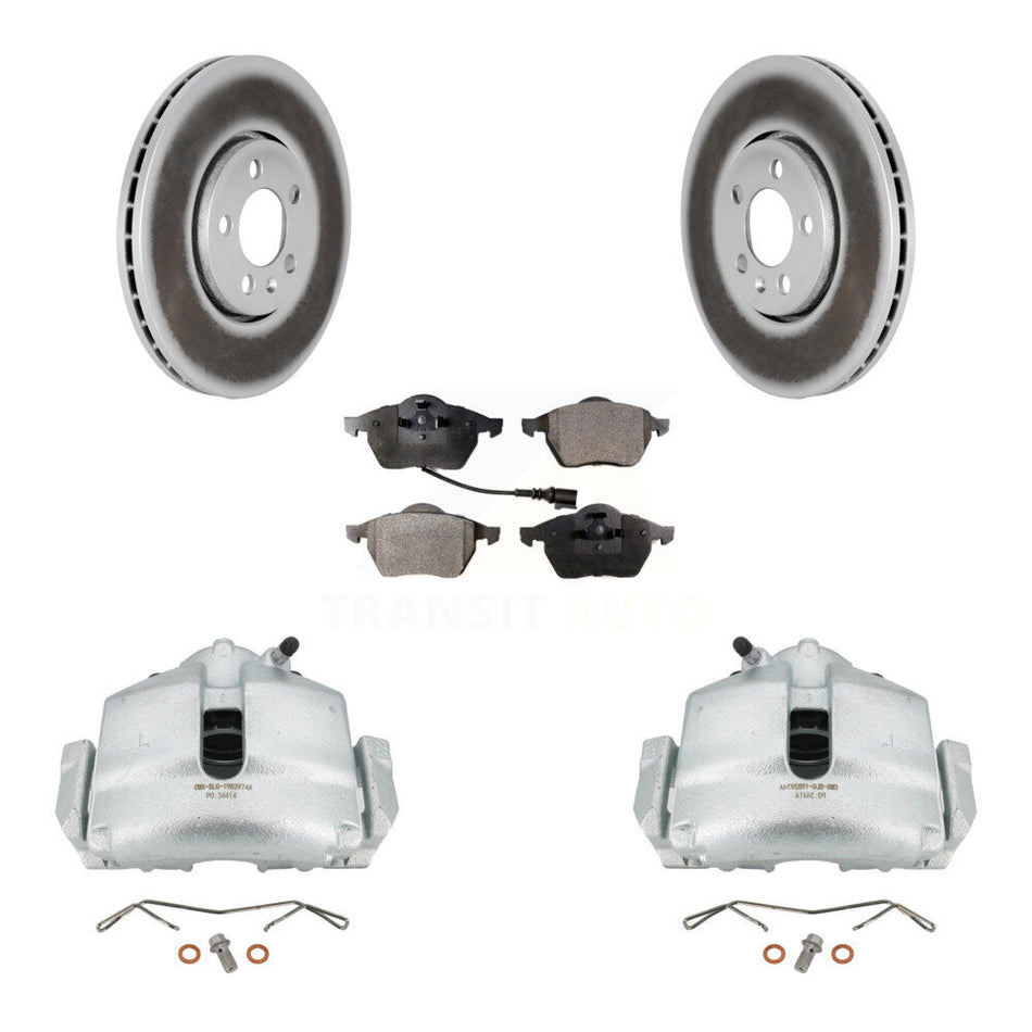 Front Disc Brake Caliper Coated Rotor And Ceramic Pad Kit For 2006 Volkswagen Jetta 2.0L KCG-100512T