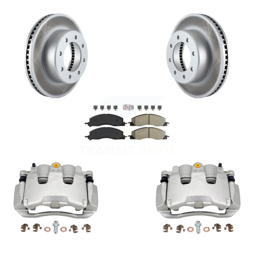 Front Brake Caliper Coat Rotor Semi-Metallic Pad Kit For 2012 Ram 1500 With 8 Lug Wheels KCG-100514N