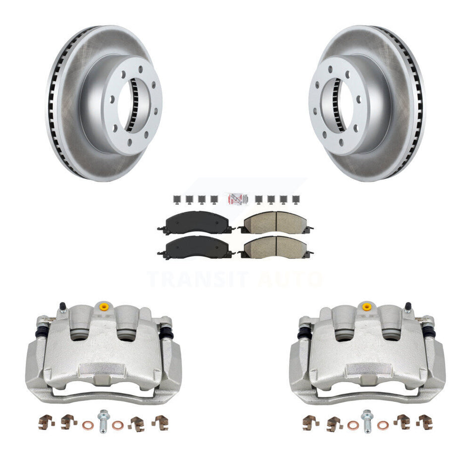 Front Brake Caliper Coat Rotor Semi-Metallic Pad Kit For 2012 Ram 1500 With 8 Lug Wheels KCG-100514N
