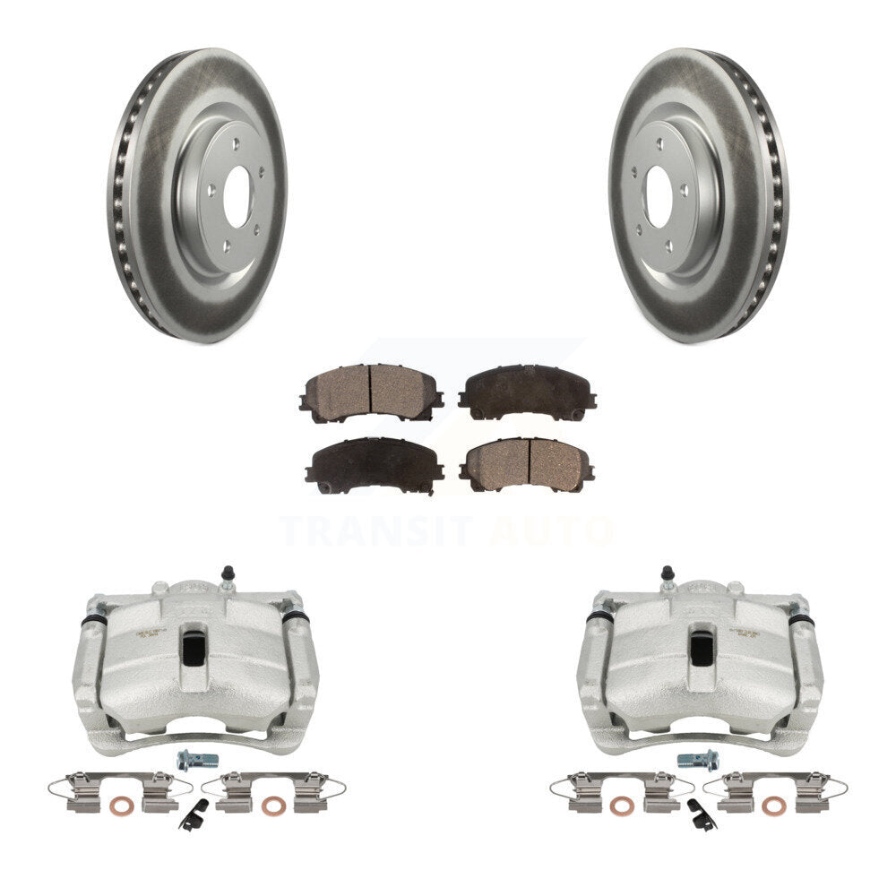 Front Disc Brake Caliper Coated Rotors And Semi-Metallic Pads Kit For Nissan Rogue KCG-100514P