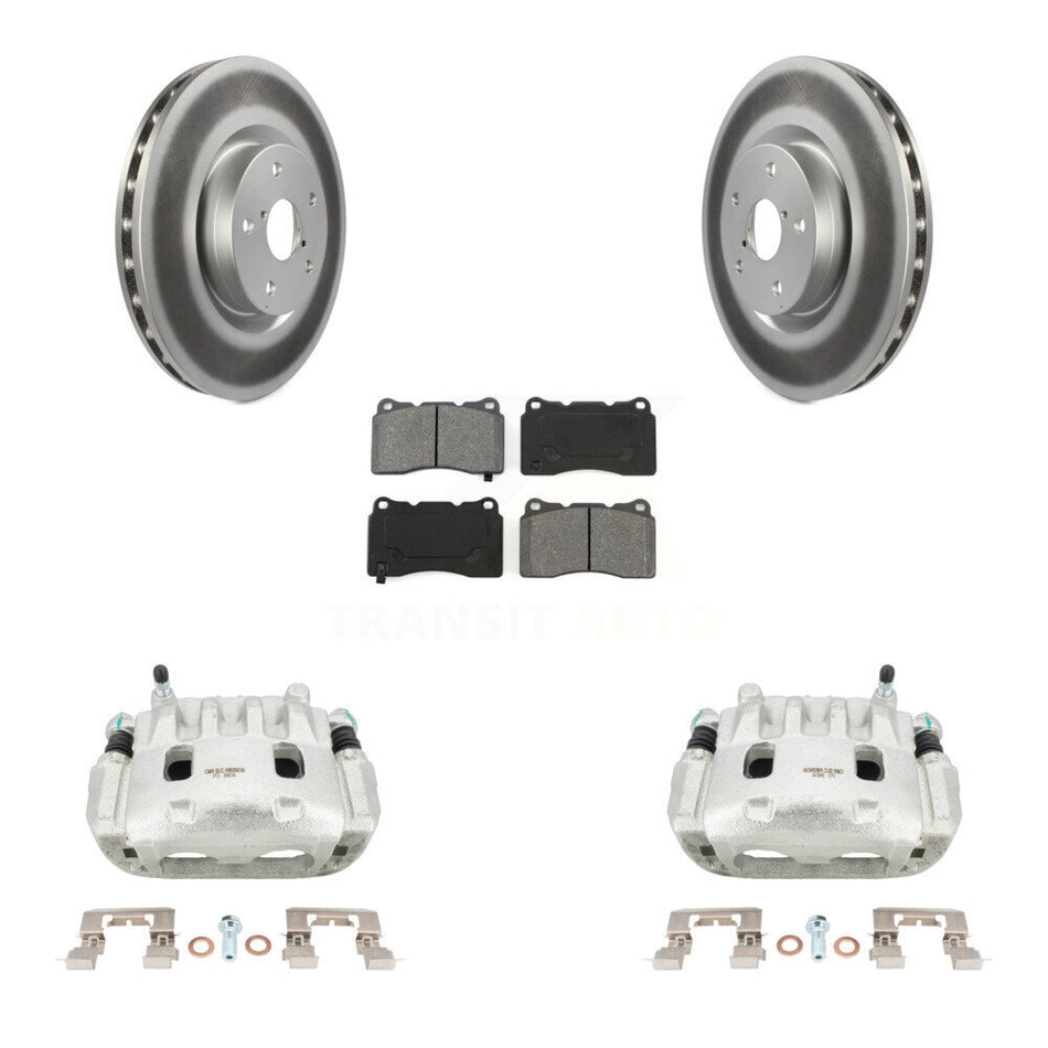 Front Disc Brake Caliper Coated Rotors And Semi-Metallic Pads Kit For Subaru Impreza WRX KCG-100514S