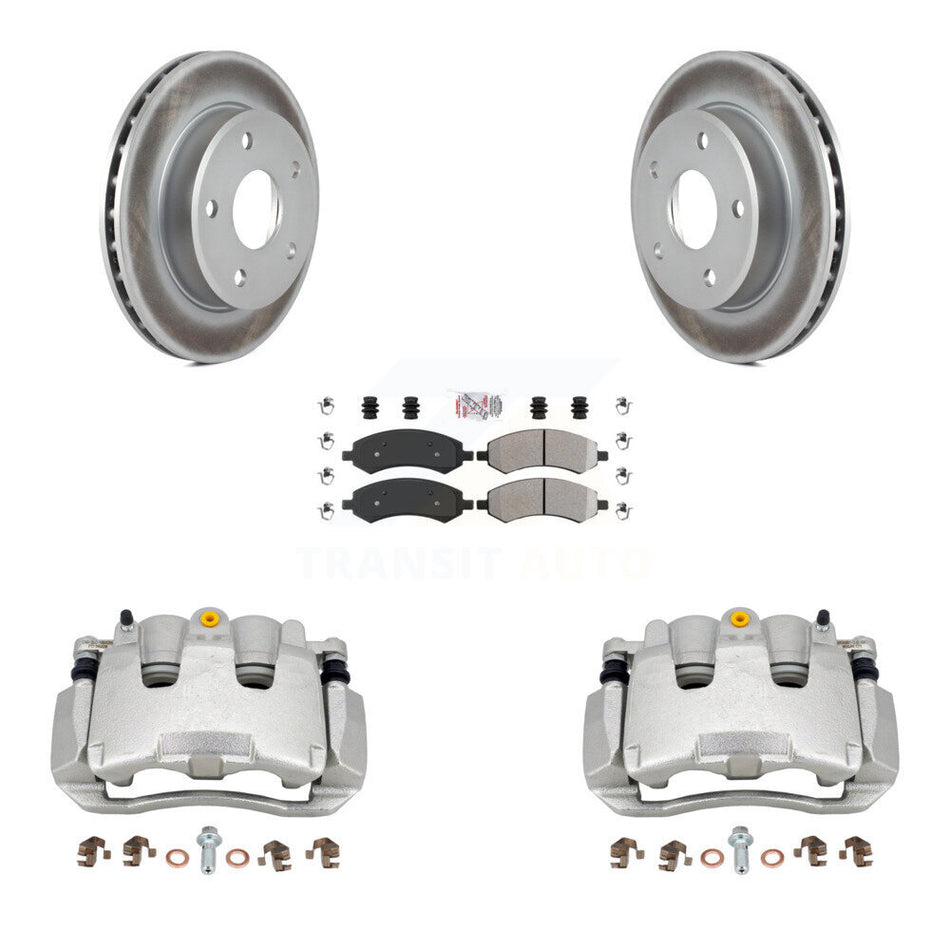 Front Disc Brake Caliper Coated Rotors And Semi-Metallic Pads Kit For Dakota Dodge Ram KCG-100515N