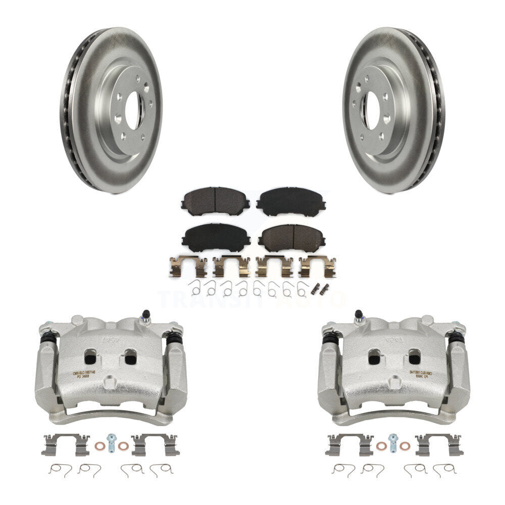 Front Disc Brake Caliper Coated Rotors And Semi-Metallic Pads Kit For Nissan Rogue KCG-100515P