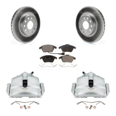 Front Brake Caliper Coat Rotor Ceramic Pad Kit For Volkswagen Jetta Golf Beetle Audi Eos KCG-100515T