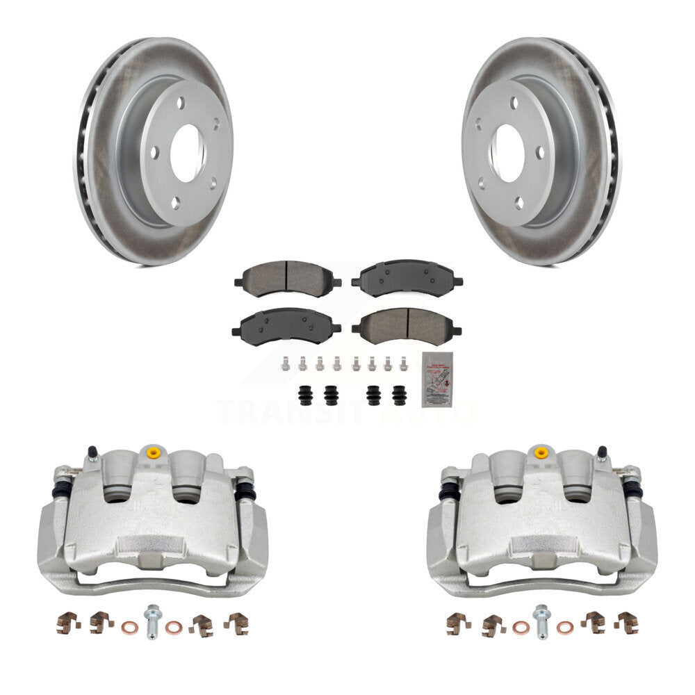 Front Disc Brake Caliper Coated Rotors And Semi-Metallic Pads Kit For Dakota Dodge Ram KCG-100516N