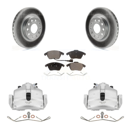 Front Brake Caliper Coat Rotor & Ceramic Pad Kit For Volkswagen Jetta Golf Beetle Rabbit KCG-100516T