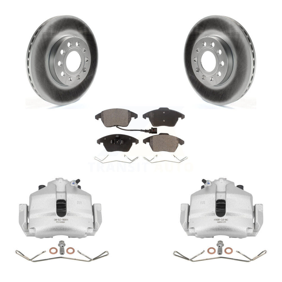 Front Brake Caliper Coat Rotor & Ceramic Pad Kit For Volkswagen Jetta Golf Beetle Rabbit KCG-100516T