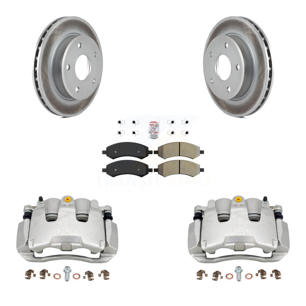 Front Disc Brake Caliper Coated Rotors And Semi-Metallic Pads Kit For Dakota Dodge Ram KCG-100517N
