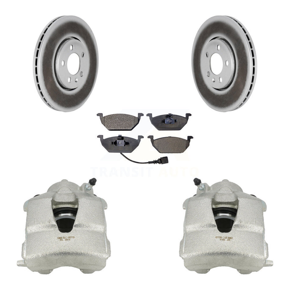Front Disc Brake Caliper Coat Rotor & Ceramic Pad Kit For 2000-2001 Volkswagen Golf 2.0L KCG-100517T