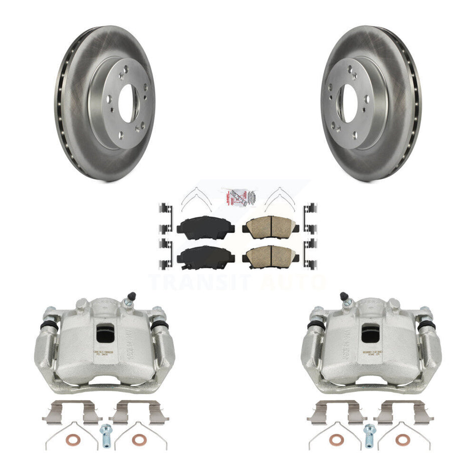 Front Disc Brake Caliper Coated Rotors And Ceramic Pads Kit For 2011-2015 Honda CR-Z KCG-100518N by Transit Auto