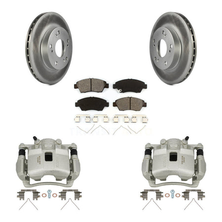 Front Disc Brake Caliper Coat Rotors And Semi-Metallic Pad Kit For Honda Civic Acura RSX KCG-100518S
