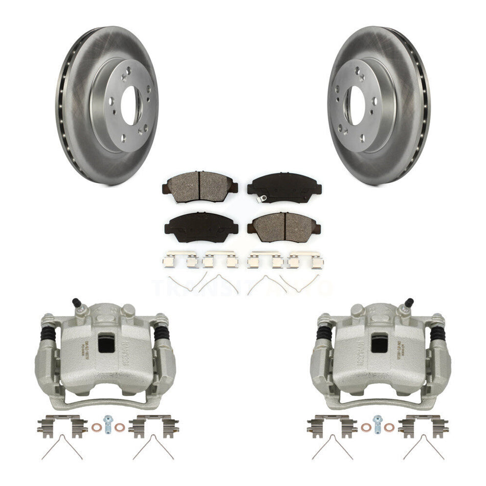 Front Disc Brake Caliper Coat Rotors And Semi-Metallic Pad Kit For Honda Civic Acura RSX KCG-100518S