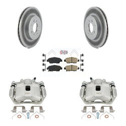 Front Disc Brake Caliper Coated Rotors And Ceramic Pads Kit For 2015-2020 Honda Fit KCG-100519N