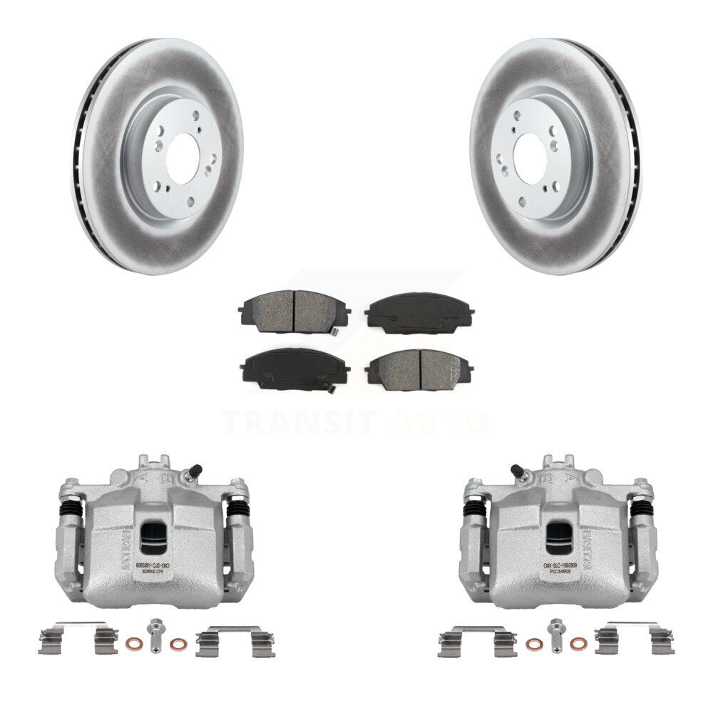 Front Brake Caliper Coat Rotors Semi-Metallic Pad Kit For 06-11 Honda Civic Si with 2.0L KCG-100519S