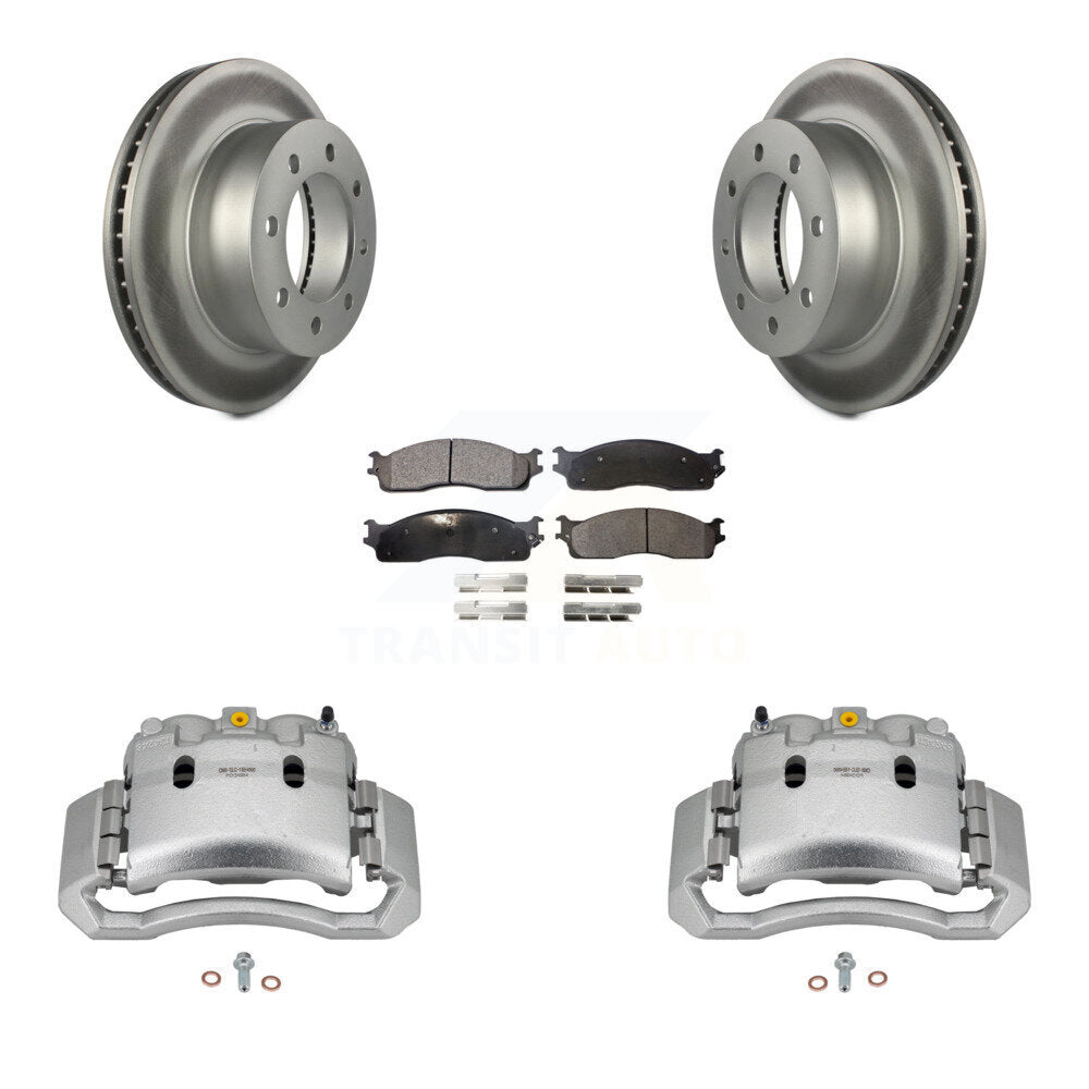 Front Disc Brake Caliper Coated Rotors And Ceramic Pads Kit For Dodge Ram 1500 3500 2500 KCG-100519T