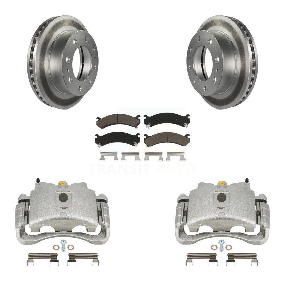 Front Brake Caliper Coat Rotor & Ceramic Pad Kit For GMC Chevrolet Sierra 2500 HD Savana KCG-100520C