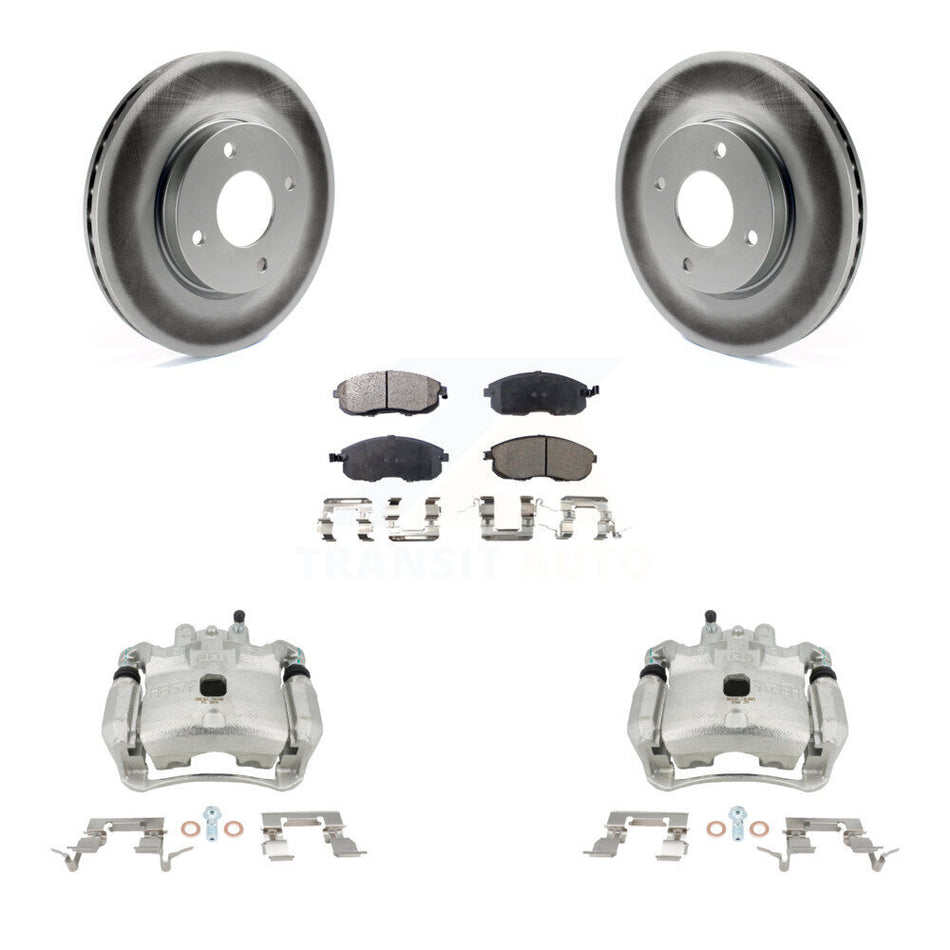 Front Disc Brake Caliper Coated Rotors And Semi-Metallic Pads Kit For Nissan Sentra KCG-100521P