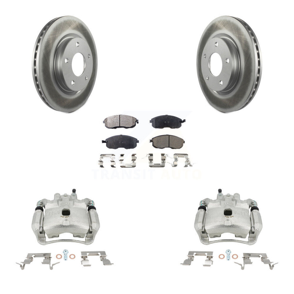 Front Disc Brake Caliper Coated Rotors And Semi-Metallic Pads Kit For Nissan Sentra KCG-100522P