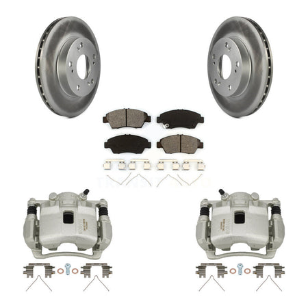 Front Disc Brake Caliper Coated Rotors And Semi-Metallic Pads Kit For Honda Civic KCG-100522S