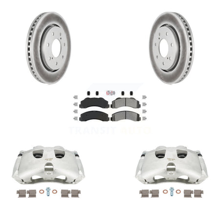 Front Disc Brake Caliper Coated Rotors And Semi-Metallic Pads Kit For 2012-2014 Ford F-150 With 7 Lug Wheels KCG-100523N by Transit Auto