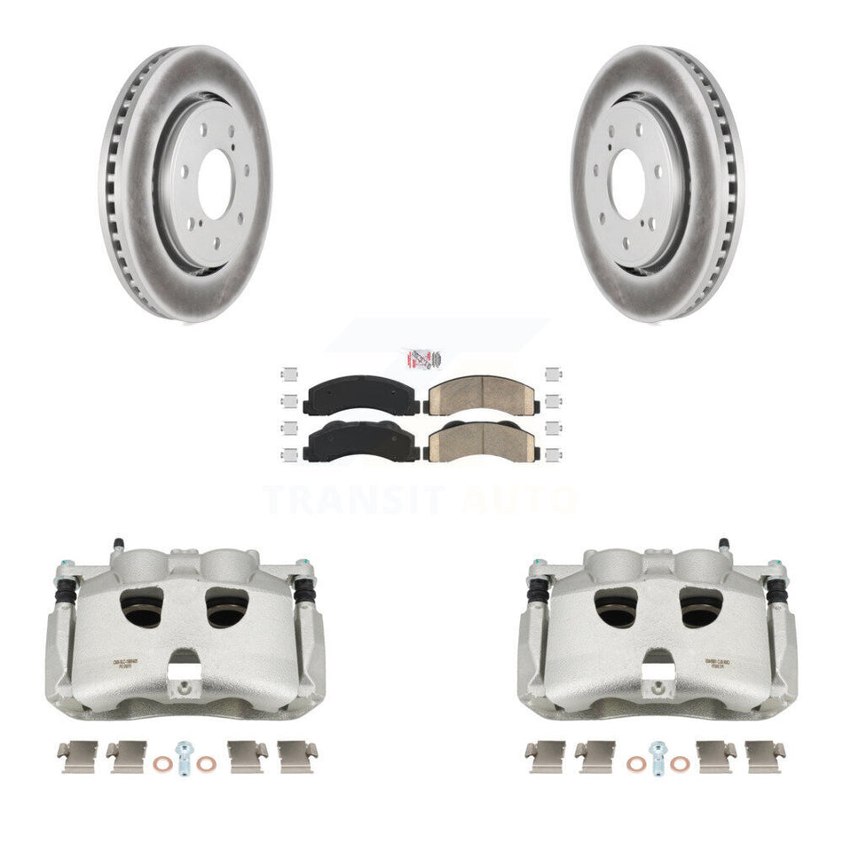 Front Disc Brake Caliper Coated Rotors And Ceramic Pads Kit For 2012-2014 Ford F-150 With 7 Lug Wheels KCG-100524N
