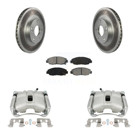 Front Brake Caliper Coat Rotor & Semi-Metallic Pad Kit For 2011 Honda Civic GX with 1.8L KCG-100524S