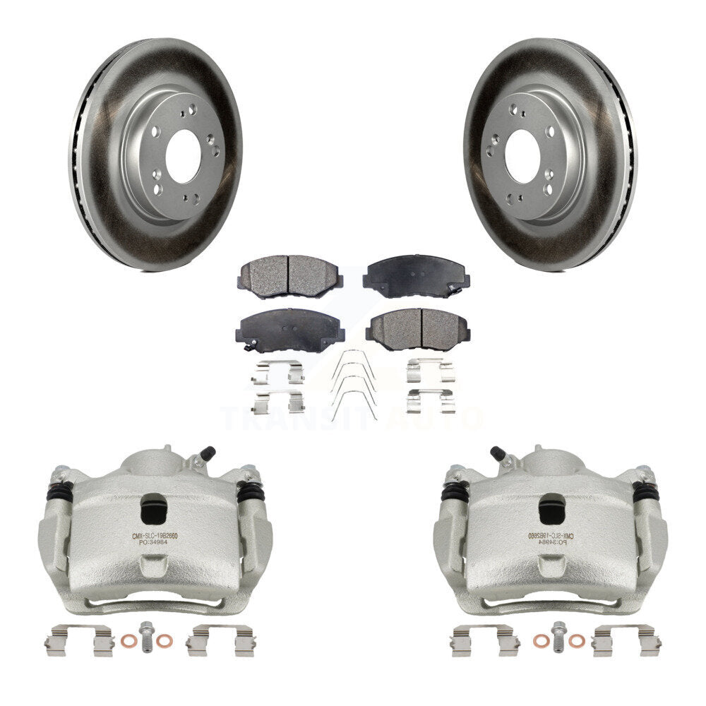 Front Disc Brake Caliper Coated Rotors And Semi-Metallic Pad Kit For 2013 Acura ILX 2.0L KCG-100527P