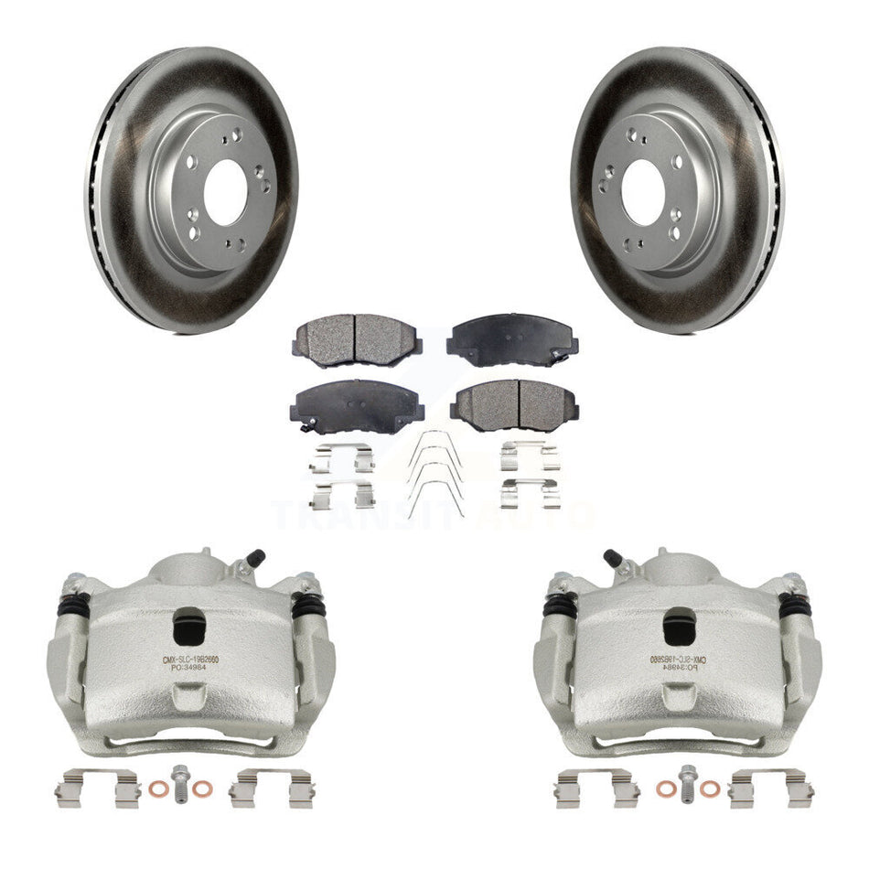 Front Disc Brake Caliper Coated Rotors And Semi-Metallic Pad Kit For 2013 Acura ILX 2.0L KCG-100527P