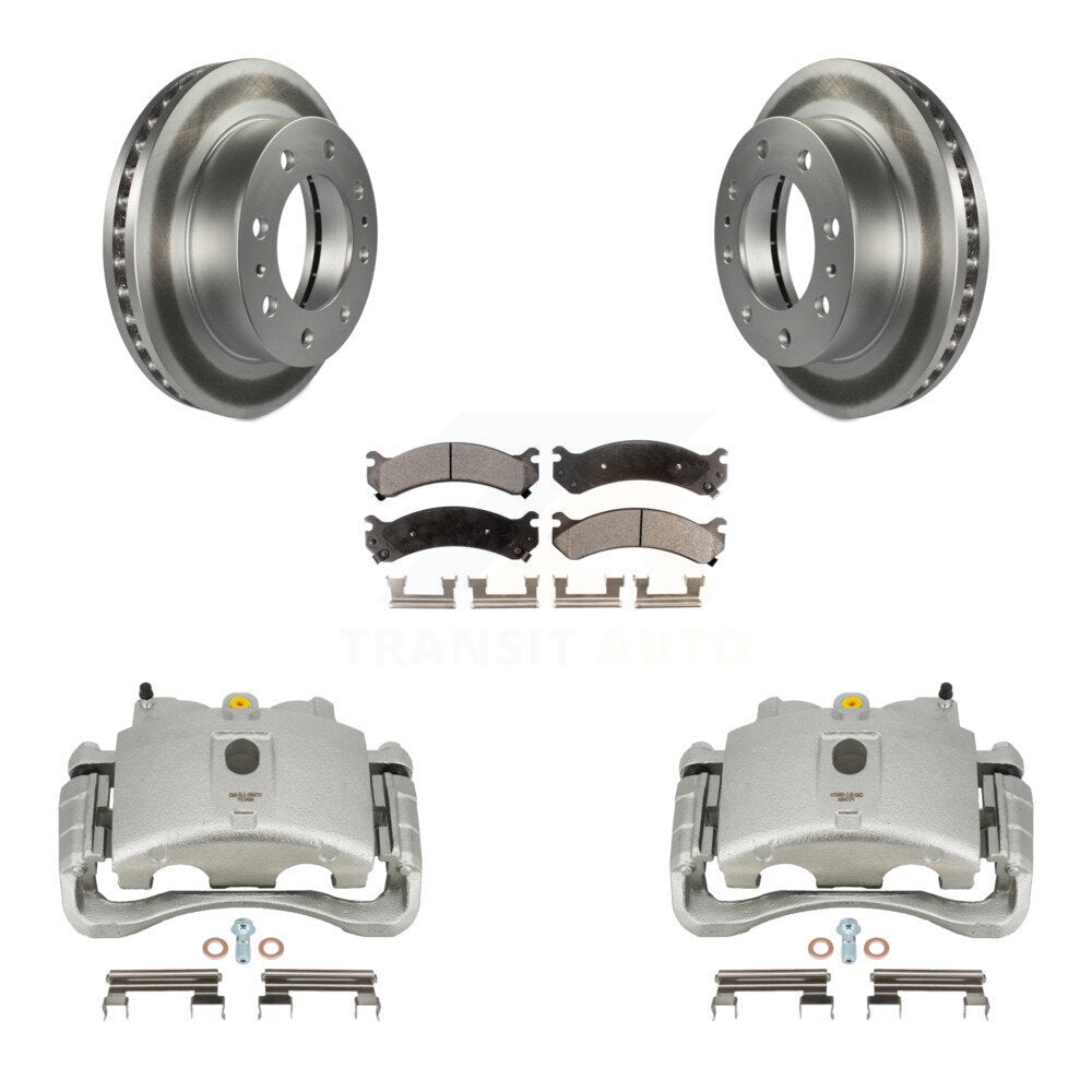 Front Brake Caliper Coat Rotor & Ceramic Pad Kit For GMC Chevrolet Sierra 2500 HD Savana KCG-100527T