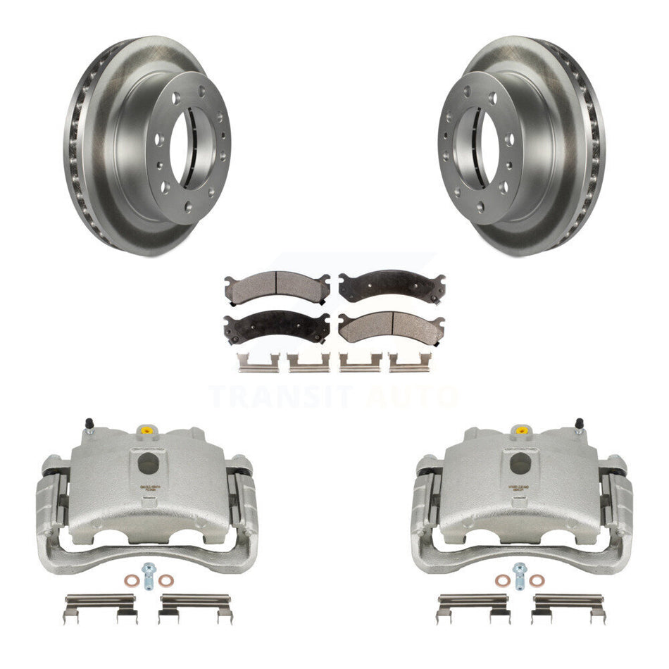 Front Brake Caliper Coat Rotor & Ceramic Pad Kit For GMC Chevrolet Sierra 2500 HD Savana KCG-100527T