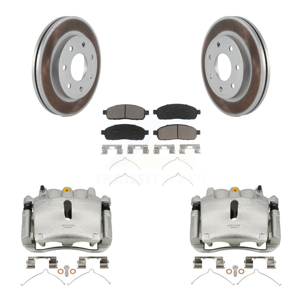 Front Disc Brake Caliper Coat Rotor & Ceramic Pad Kit For Ford F-150 Lincoln Mark LT 4WD KCG-100528C