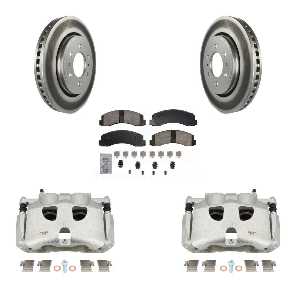 Front Disc Brake Caliper Coated Rotors And Ceramic Pads Kit For 2018-2020 Ford F-150 KCG-100528N