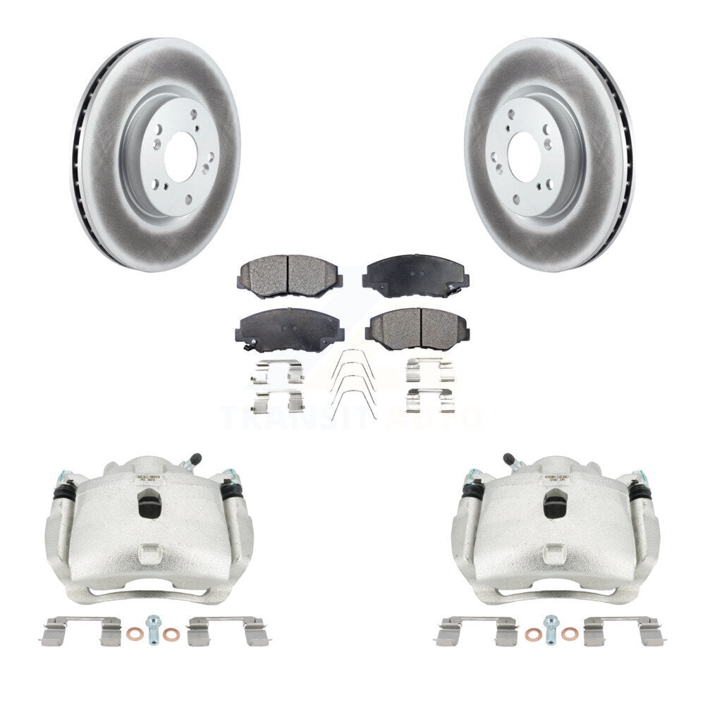 Front Disc Brake Caliper Coat Rotors And Semi-Metallic Pad Kit For Honda Civic Acura ILX KCG-100528P