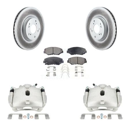 Front Disc Brake Caliper Coat Rotors And Semi-Metallic Pad Kit For Honda Civic Acura ILX KCG-100528P