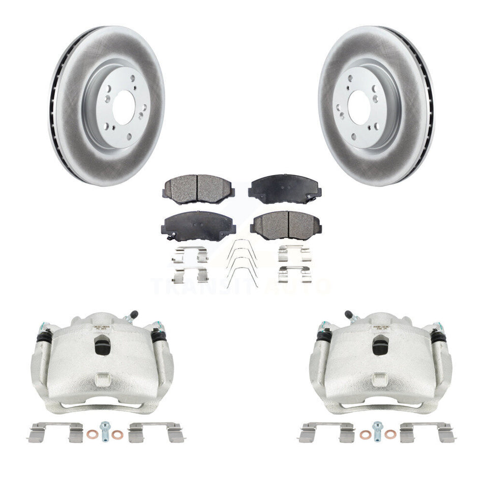 Front Disc Brake Caliper Coat Rotors And Semi-Metallic Pad Kit For Honda Civic Acura ILX KCG-100528P