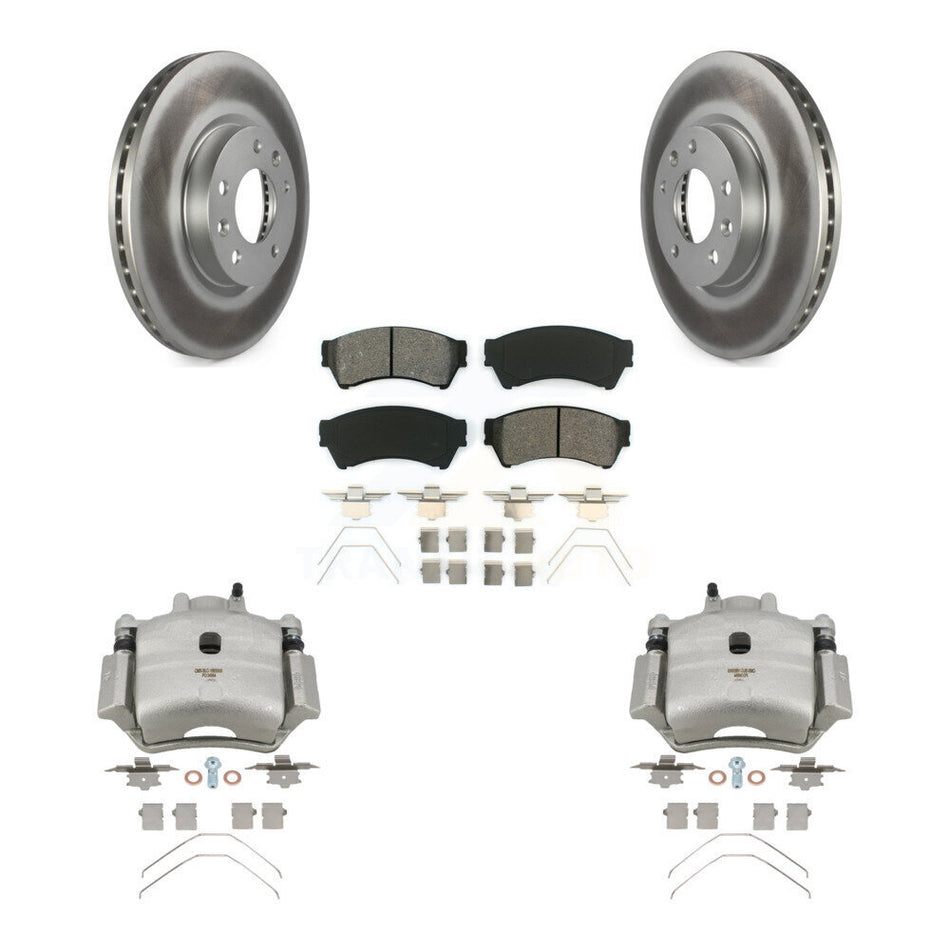 Front Brake Caliper Coat Rotor Semi-Metallic Pad Kit For Ford Fusion Mazda 6 Lincoln MKZ KCG-100528S