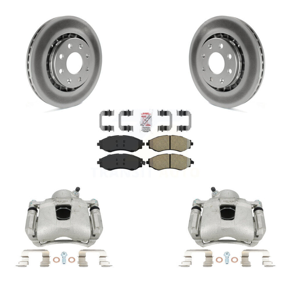 Front Disc Brake Caliper Coated Rotors And Semi-Metallic Pads Kit For Chevrolet Aveo Spark Aveo5 EV Pontiac G3 Suzuki Wave Wave5 Swift+ KCG-100529N by Transit Auto