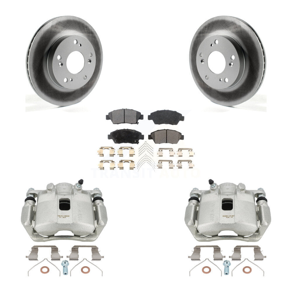 Front Disc Brake Caliper Coat Rotors And Semi-Metallic Pad Kit For Honda Civic Acura ILX KCG-100529P