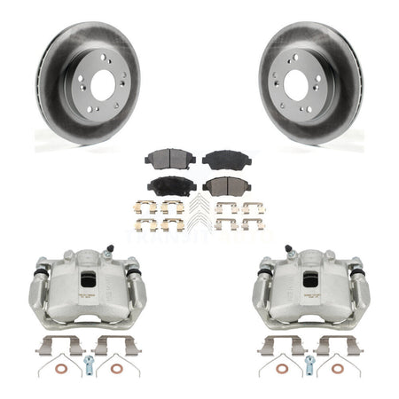 Front Disc Brake Caliper Coat Rotors And Semi-Metallic Pad Kit For Honda Civic Acura ILX KCG-100529P