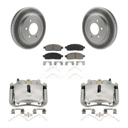 Front Disc Brake Caliper Coat Rotor & Ceramic Pad Kit For Ford F-150 Lincoln Mark LT 4WD KCG-100530C