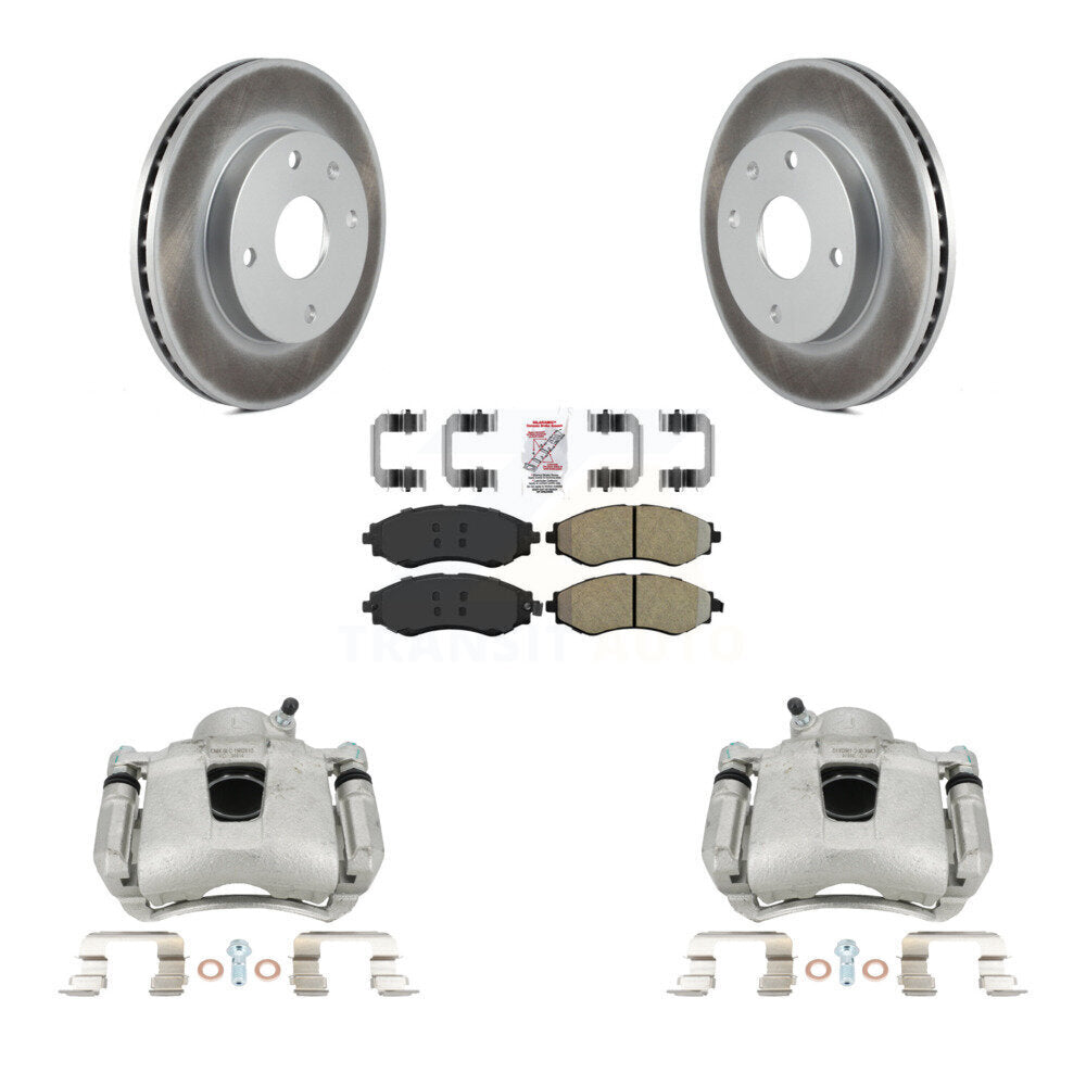 Front Disc Brake Caliper Coated Rotors And Semi-Metallic Pads Kit For Suzuki Forenza Reno Chevrolet Optra KCG-100530N by Transit Auto