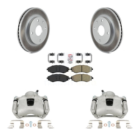 Front Disc Brake Caliper Coated Rotors And Semi-Metallic Pads Kit For Suzuki Forenza Reno Chevrolet Optra KCG-100530N by Transit Auto