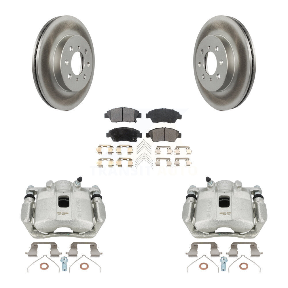 Front Disc Brake Caliper Coated Rotors And Semi-Metallic Pads Kit For Honda Fit KCG-100530P