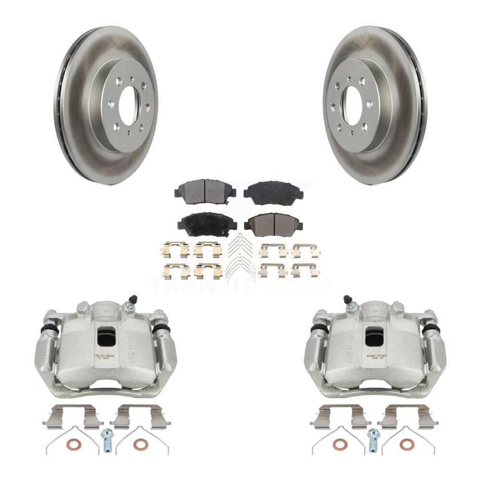Front Disc Brake Caliper Coated Rotors And Semi-Metallic Pads Kit For Honda Fit KCG-100530P