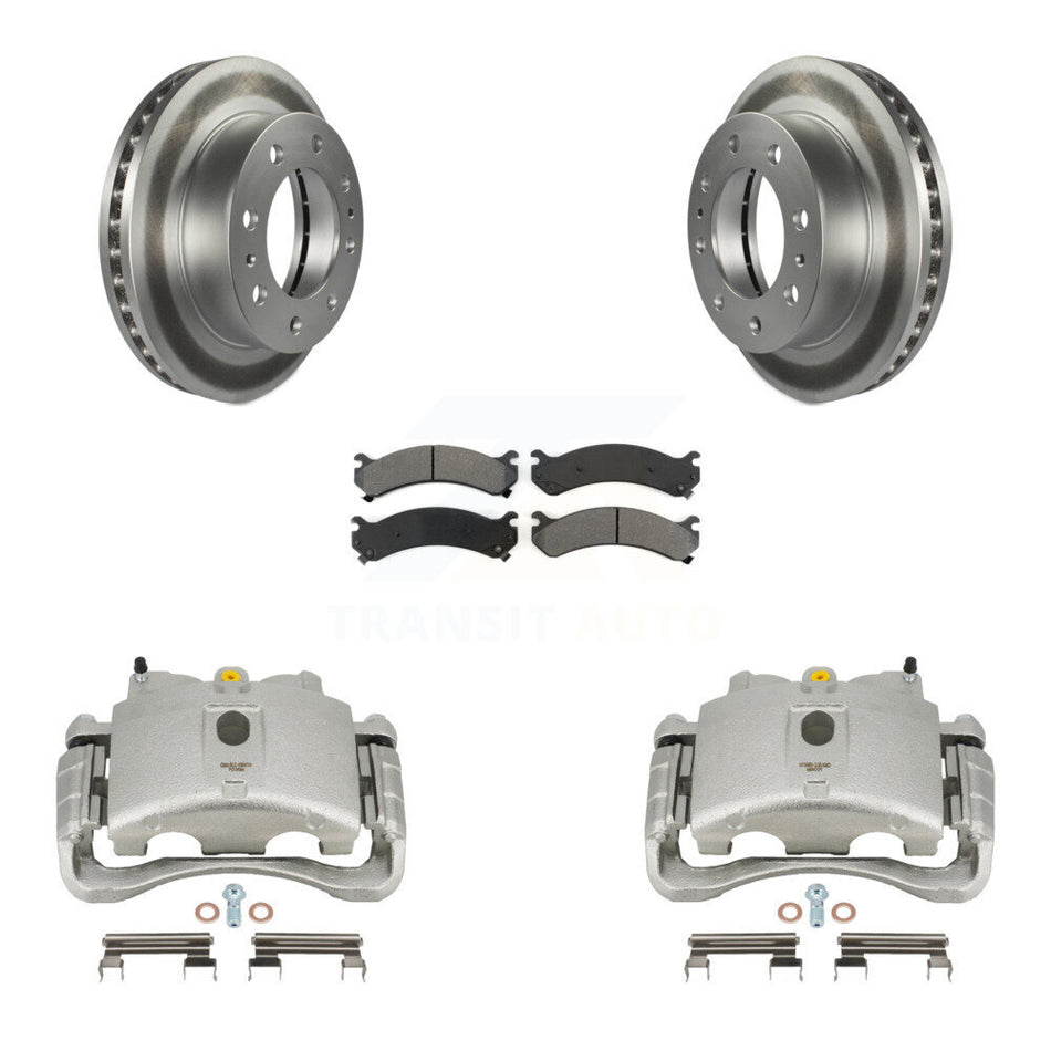 Front Brake Caliper Coat Rotor Semi-Metallic Pad Kit For GMC Chevrolet Sierra 2500 HD H2 KCG-100530S