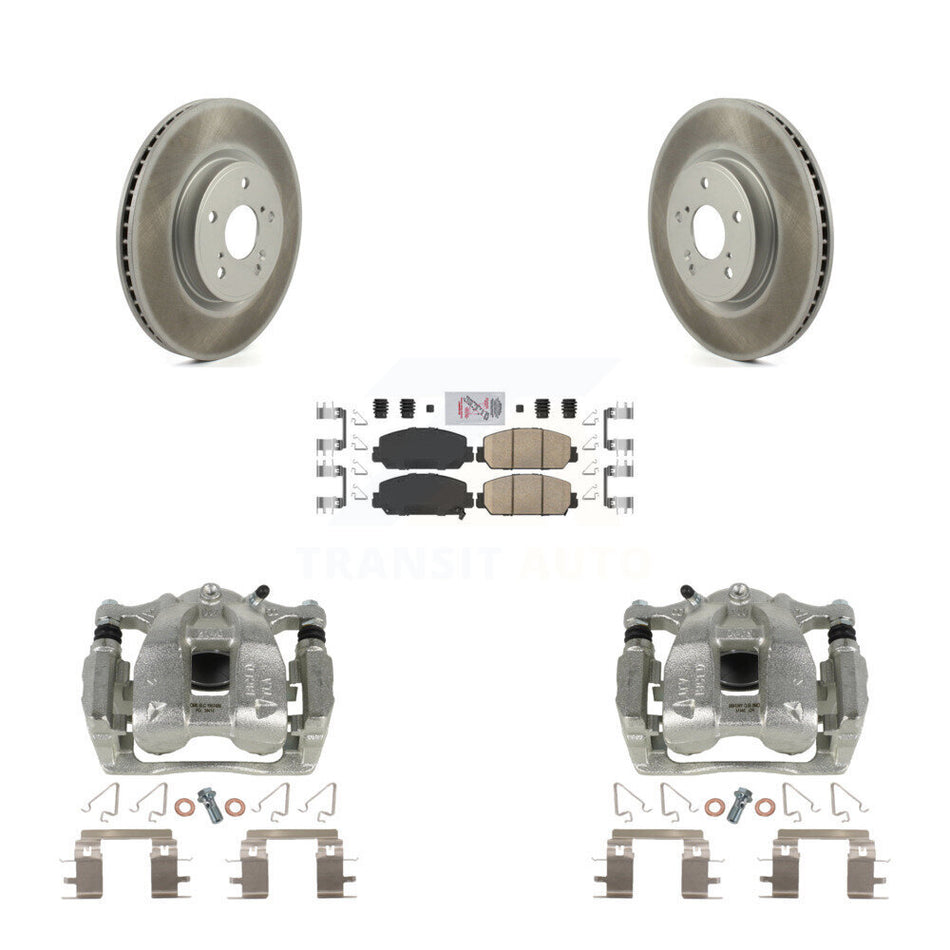 Front Disc Brake Caliper Coated Rotors And Ceramic Pads Kit For Honda CR-V KCG-100531N by Transit Auto