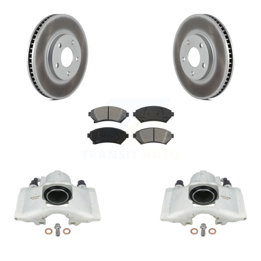 Front Disc Brake Caliper Coated Rotors And Semi-Metallic Pads Kit For Cadillac DeVille KCG-100532S