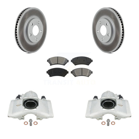 Front Disc Brake Caliper Coated Rotors And Semi-Metallic Pads Kit For Cadillac DeVille KCG-100532S